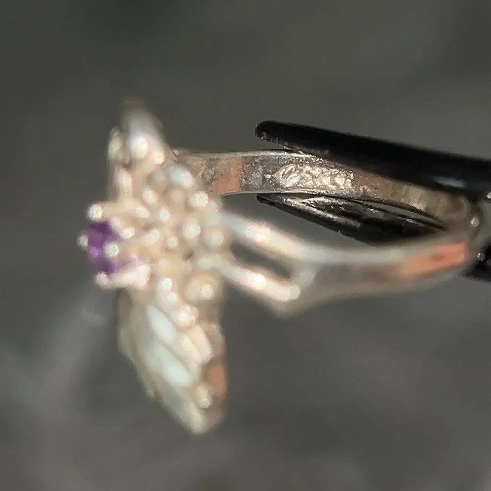 Grape-Shaped‎ Amethyst Sterling Silver Small Ring
